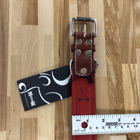 Mad Cow genuine leather jewelry dog collar handmade red pink turquoise studded - Picture 12 of 16